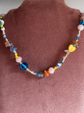 Kralenketting Lichtroze, Blauw & Geel