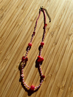 Kralenketting Roze & Rood met Hartjes Kralen