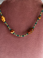 Kralenketting Groen & Paars met Panterprint Kralen