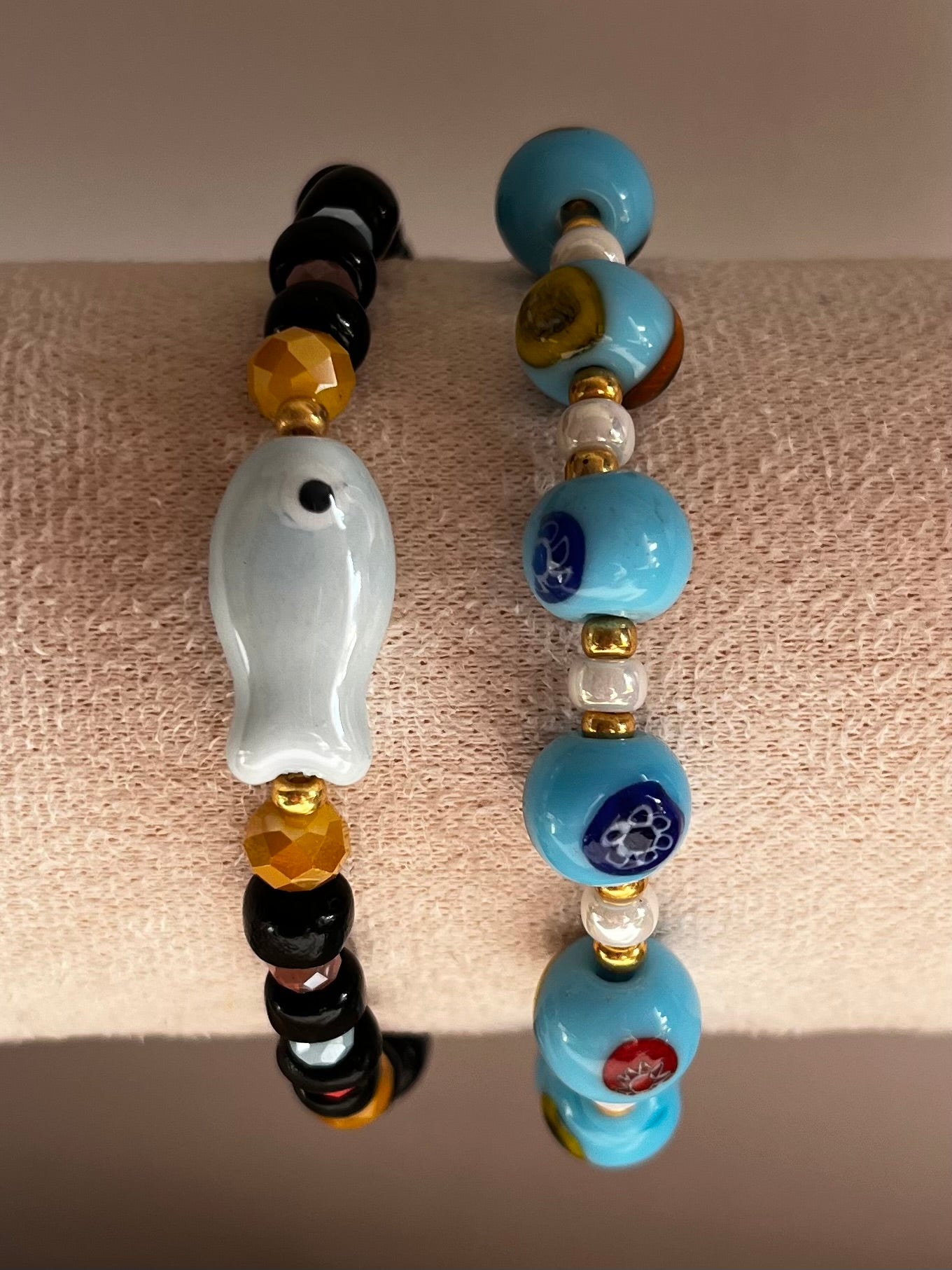 Armband Blauwe Millefiori Kralen