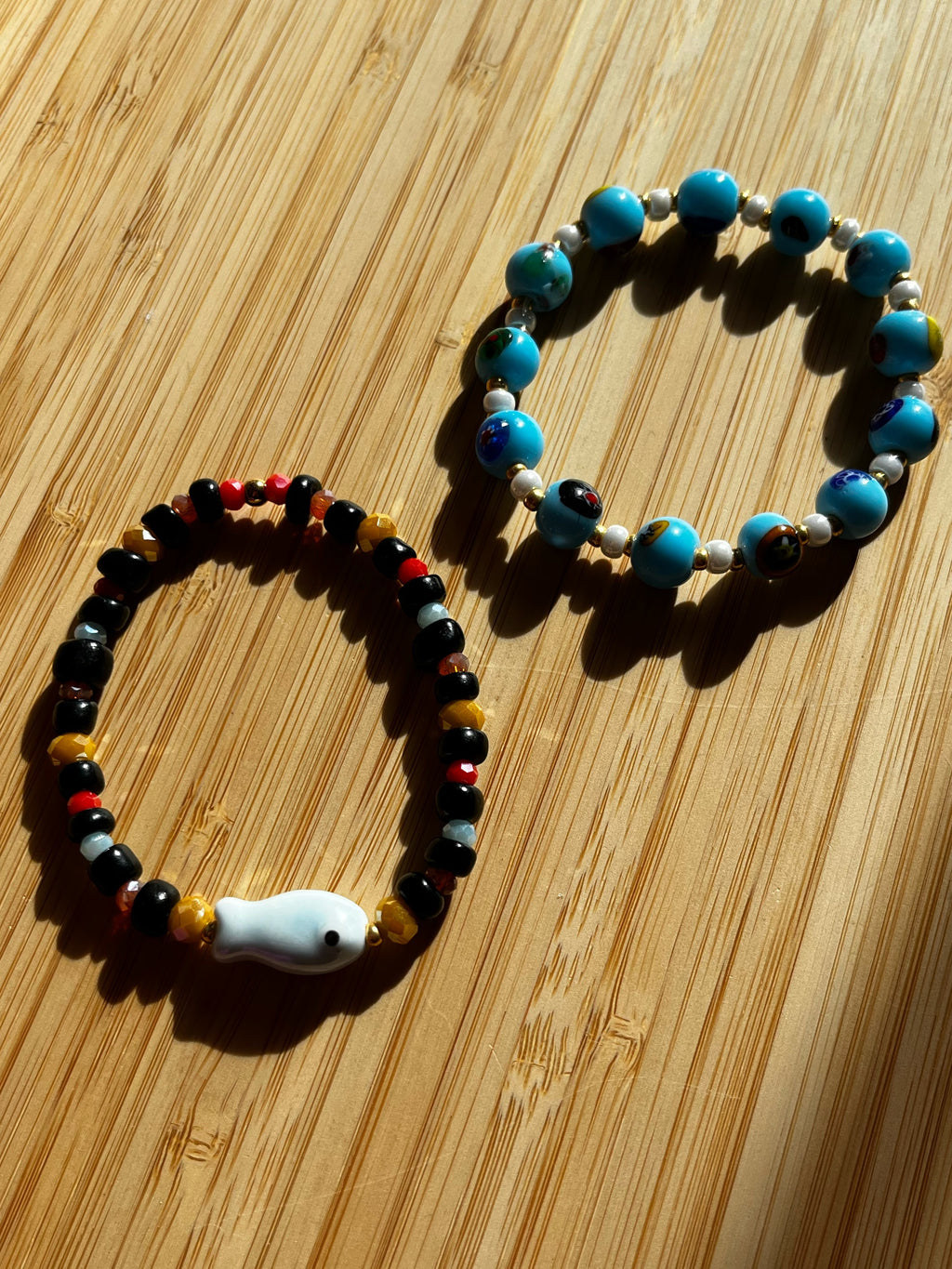 Armband Blauwe Millefiori Kralen