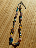 Kralenketting Lichtroze, Blauw & Geel