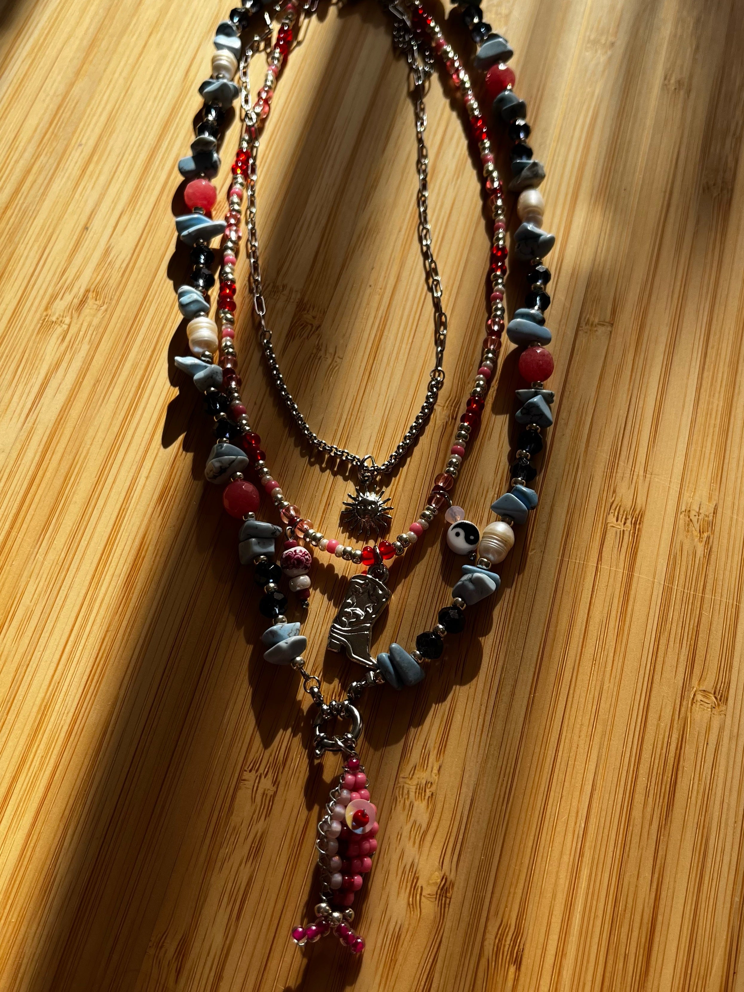 Kralenketting Set Lichtblauw & Roze met Visjes en Laars Bedel