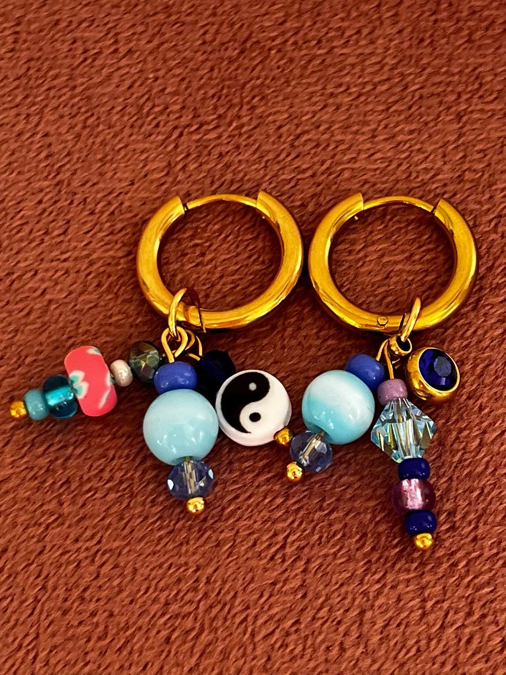 Bedel Oorbellen Blauw & Roze