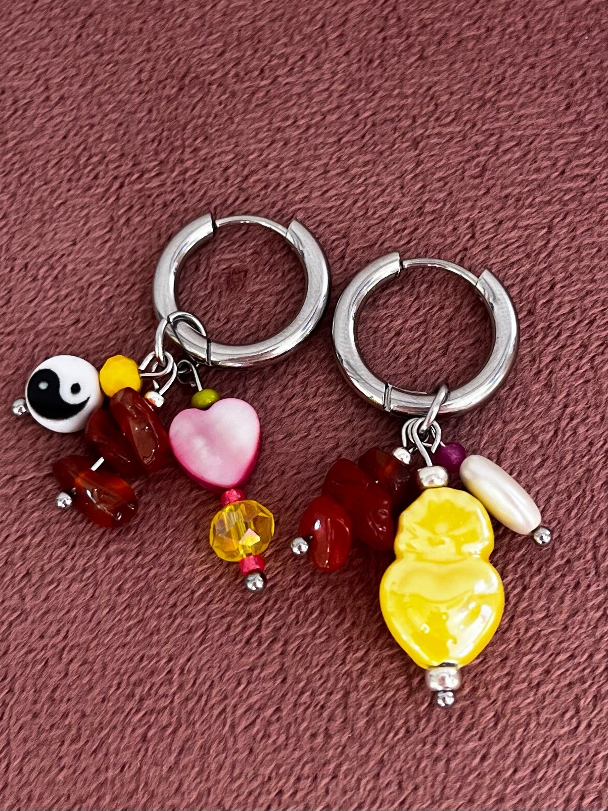 Bedel Oorbellen Geel, Oranje & Roze