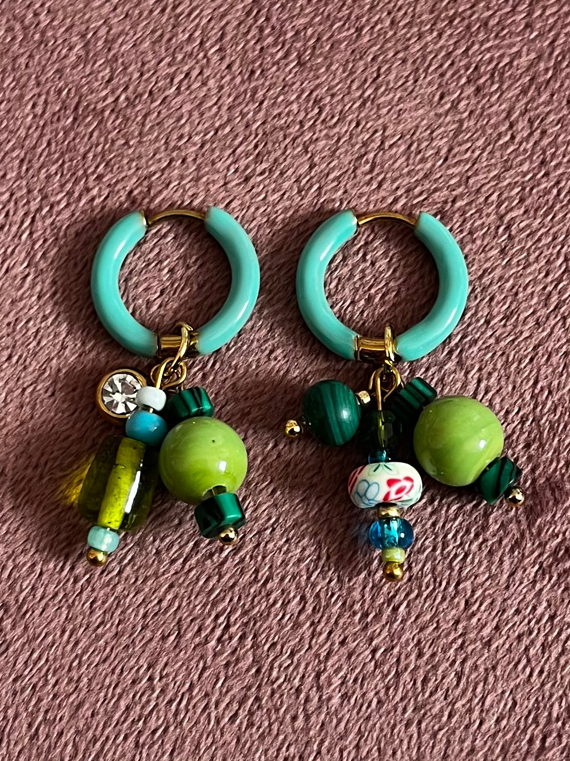Bedel Oorbellen Turquoise & Groen